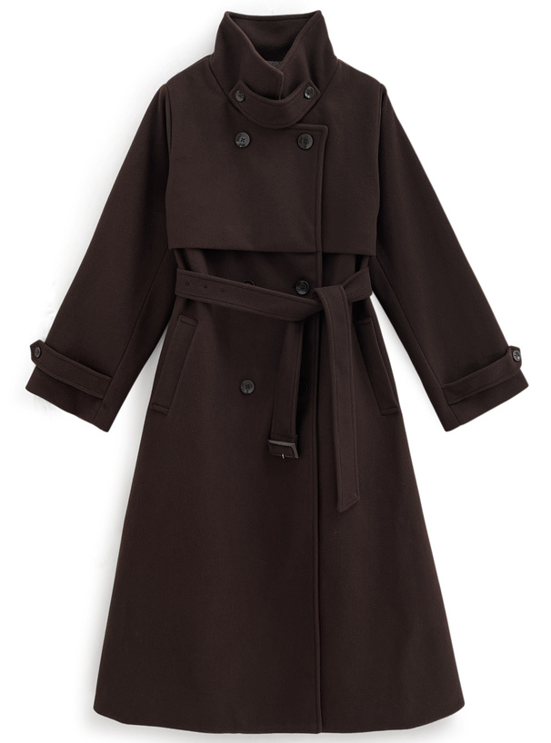 襟2Wayフェイクウールトレンチコート[ze845] | レディースファッション