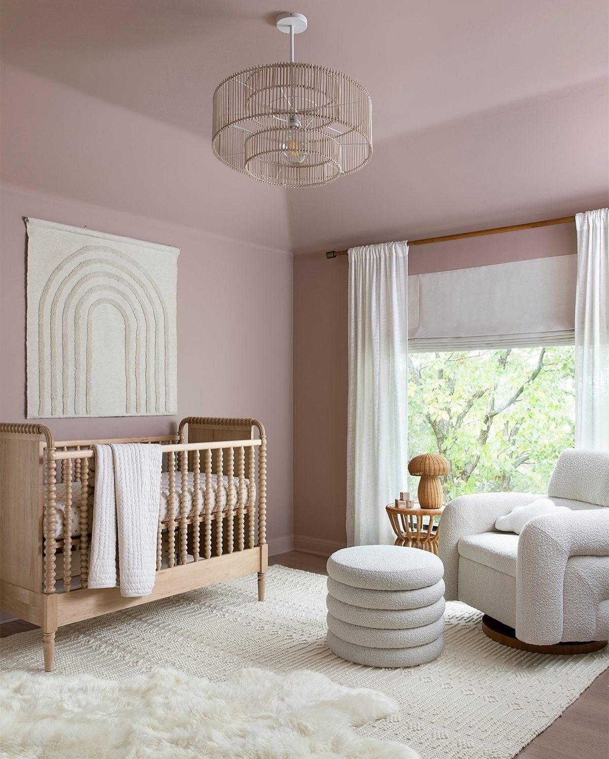 Snoozer Cream Boucle Nursery Swivel Glider and Storage Ottoman by