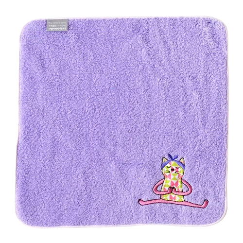 アミカ（AMICA） アップリケ ハンカチ （パッケージ仕様） ヨガねこ