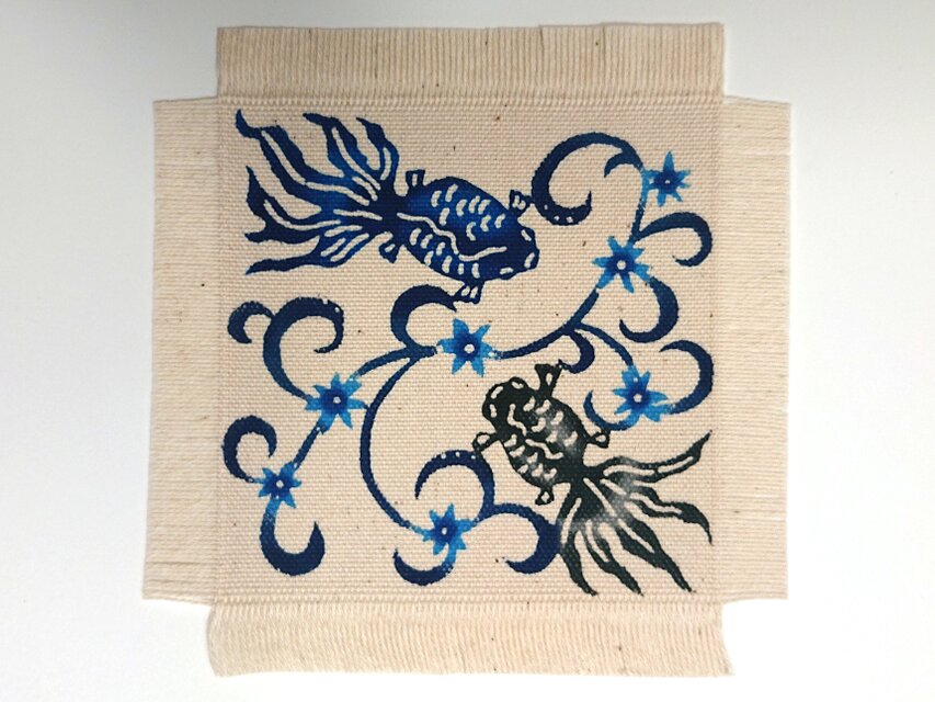 手染め 金魚と水草 コースター | iichi 日々の暮らしを心地よくする