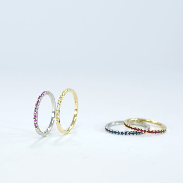 店頭にて販売済み】【4種展開】ハーフエタニティ―リング ダイヤモンド