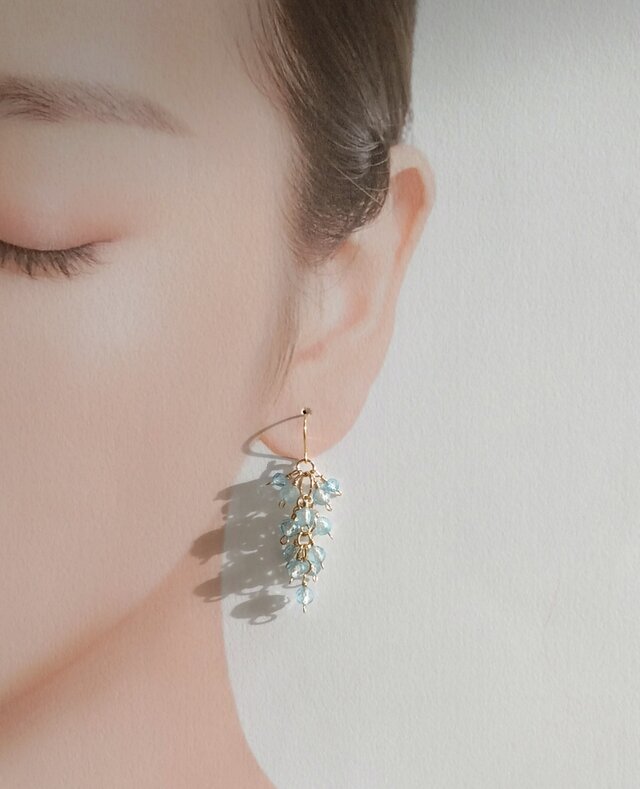 14kgf☆天然石ブルートパーズ デザインピアス | iichi 日々の暮らしを