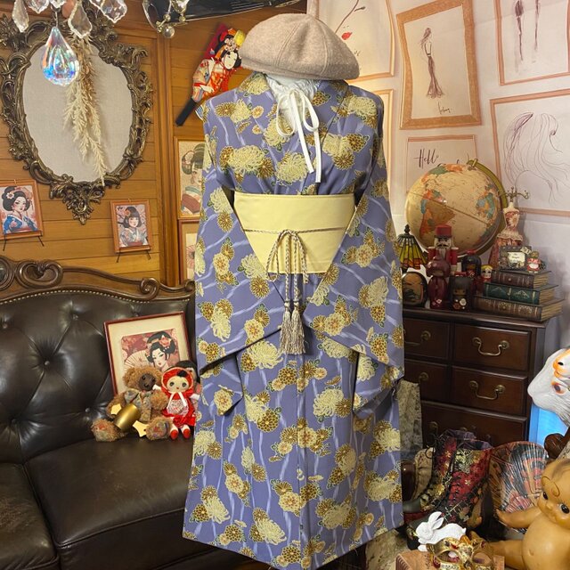 着物リメイクワンピース＆帯サッシュベルトセット｜和洋折衷×レトロ