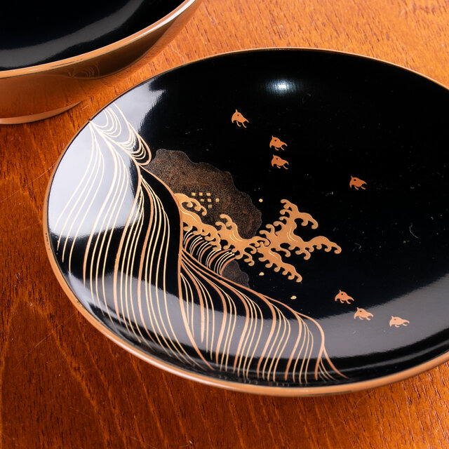 木地漆塗 波千鳥蒔絵 吸物椀 煮物椀 E1482 | iichi 日々の暮らしを