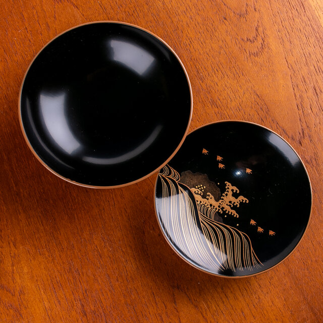 木地漆塗 波千鳥蒔絵 吸物椀 煮物椀 E1482 | iichi 日々の暮らしを