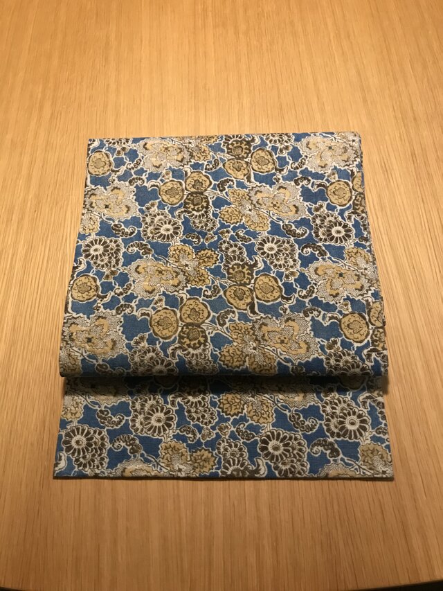 名古屋帯＊和更紗（藍地草花文様） | iichi 日々の暮らしを心地よく