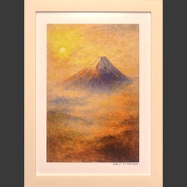 アトリエ富士吉田からの赤富士山がんどうあつし作20枚限定デジタル
