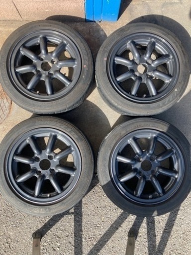 ワタナベ PCD100 14インチ 6J +40 4本 165/55R14 タイヤセット☆中古