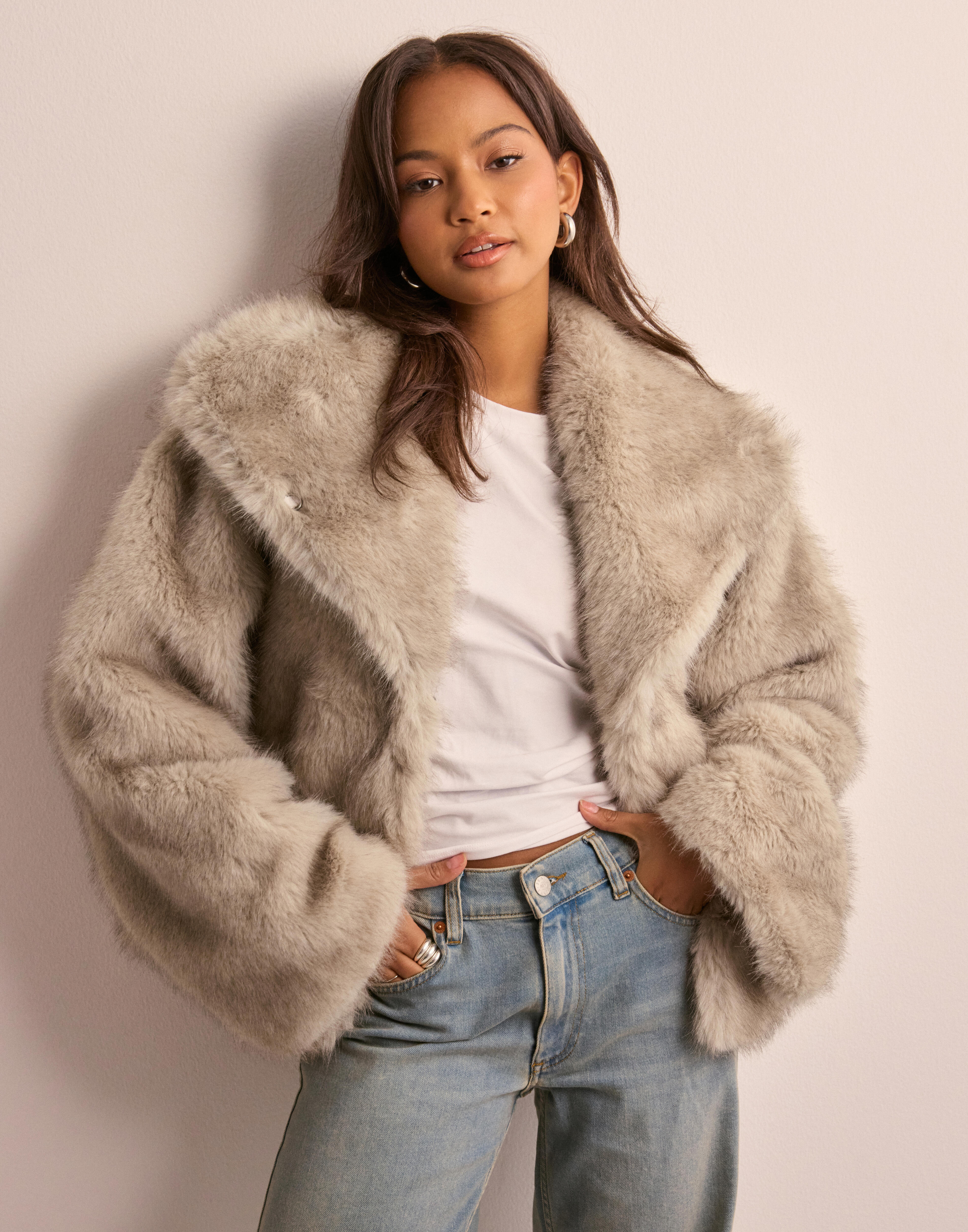 Buy Neo Noir Stephanie Faux Fur Jacket - Beige | Nelly.com