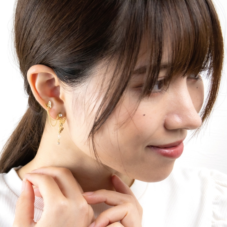 2ホールピアス 片耳用 フリンジスタッドピアス[品番：PENA0019587