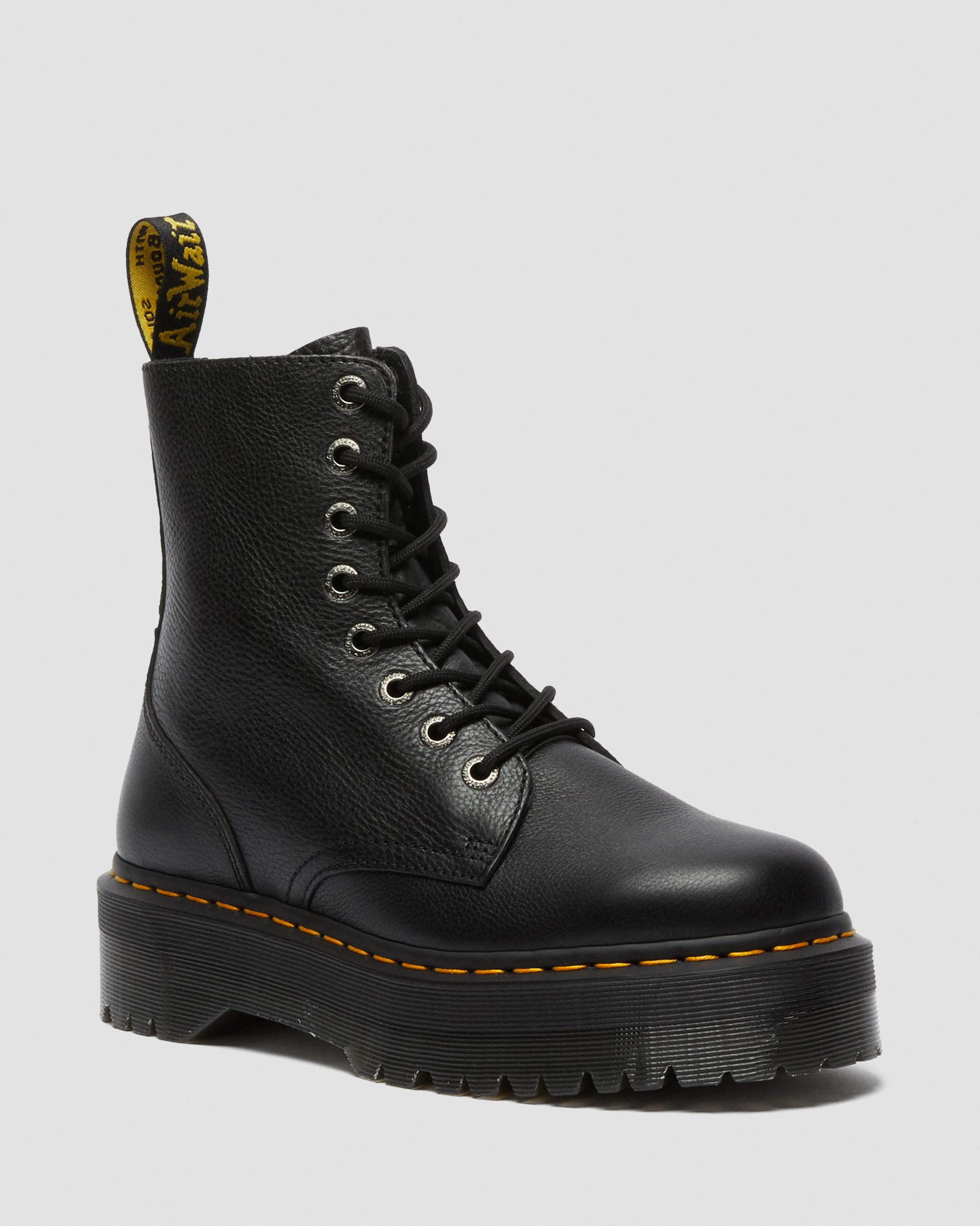 Jadon Boot Leather Faux Fur Lined Platforms in Black | Dr. Martens