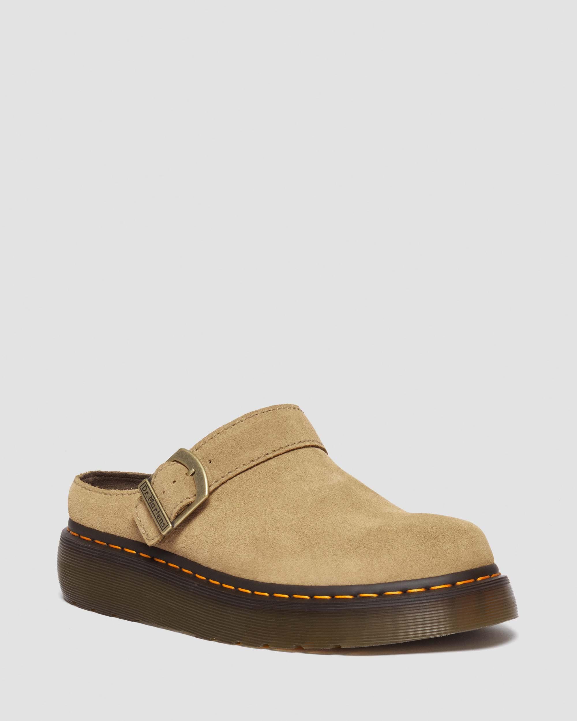 Laketen Bronx Suede Platform Mules in Tan | Dr. Martens