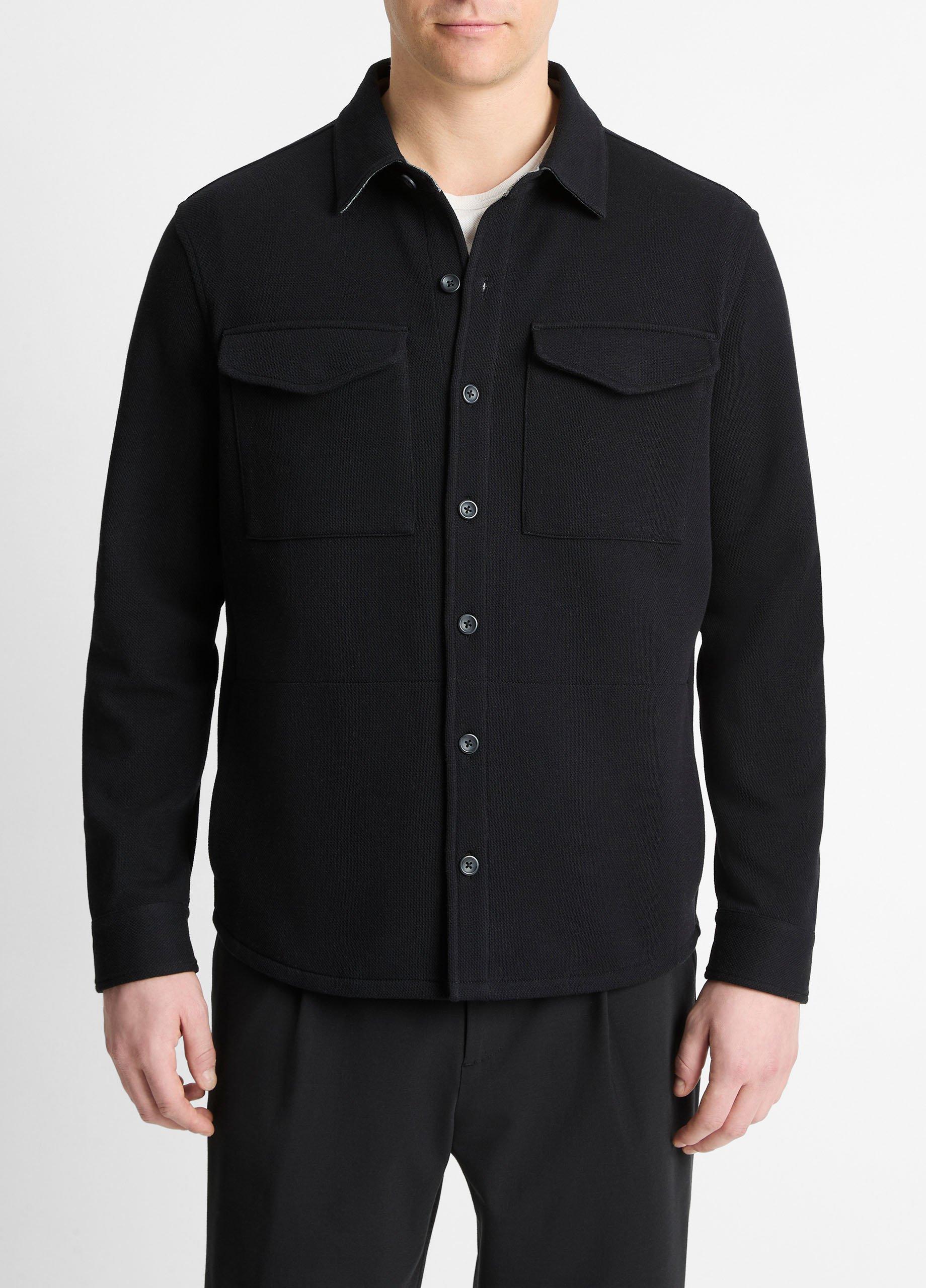 Double-Knit Cotton-Blend Piqué Shirt Jacket in Shirt Jackets | Vince