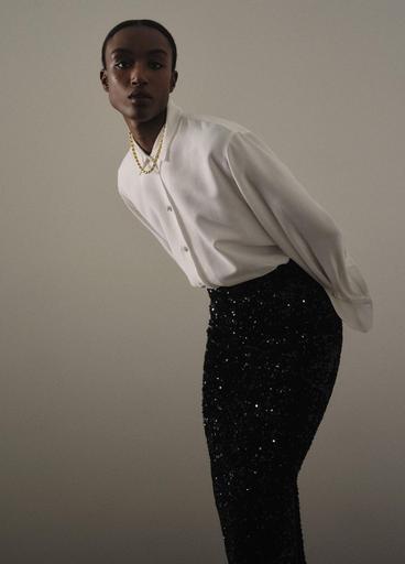 Sequined Velvet Column Skirt in Skirts | Vince