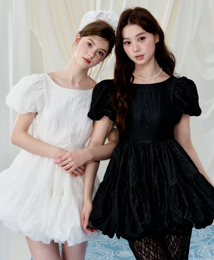 Flower petal jacquard balloon one-piece | ファッション通販サイト NUGU