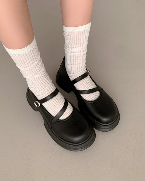 0478メリージェーン厚底シューズローファー(2color) | ファッション