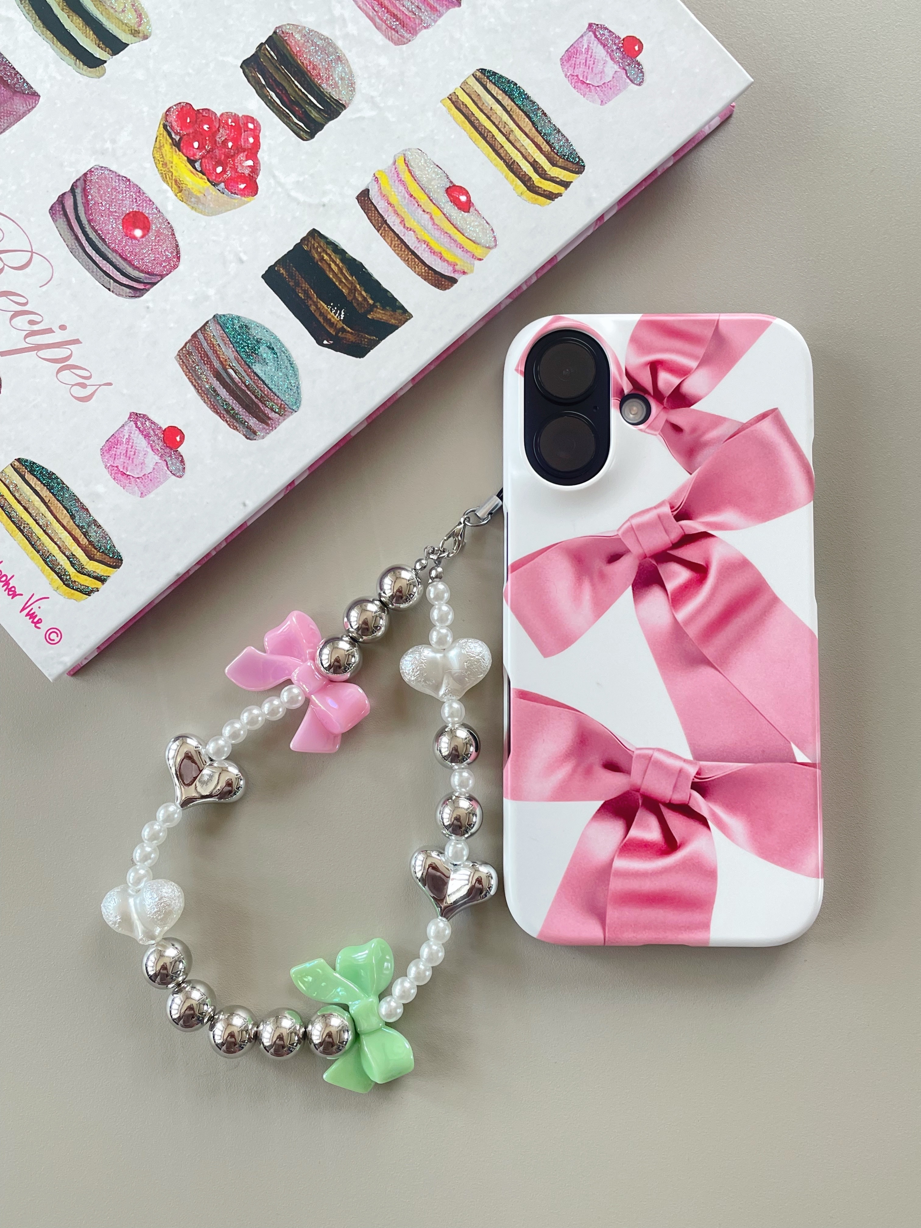 ピンク×ミントリボンスマホストラップ | ファッション通販サイト NUGU