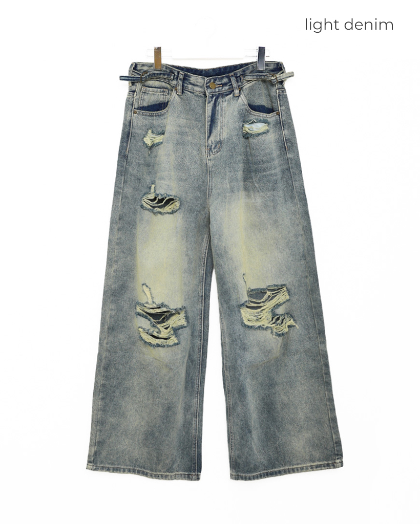 ヴィンテージスリットダメージデニムパンツ | ファッション通販サイト NUGU