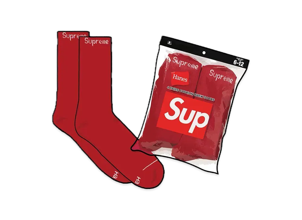 Supreme x Hanes Crew Socks (4 Pack) 