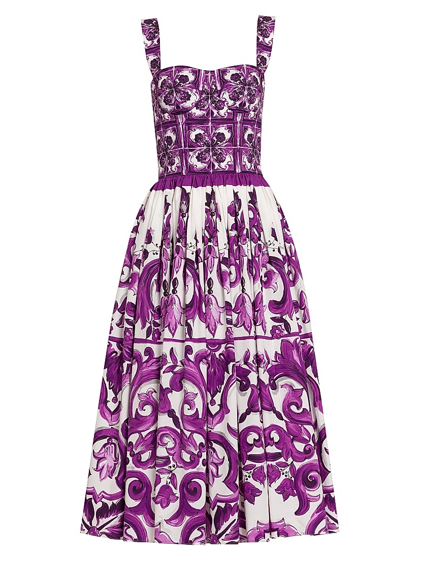 Dolce&Gabbana Majolica Print Poplin Midi-Dress | Saks Fifth Avenue