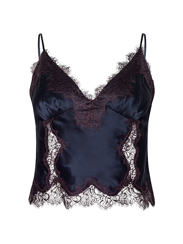 L'AGENCE Kimber Lace-Trim Silk Cami | Saks Fifth Avenue