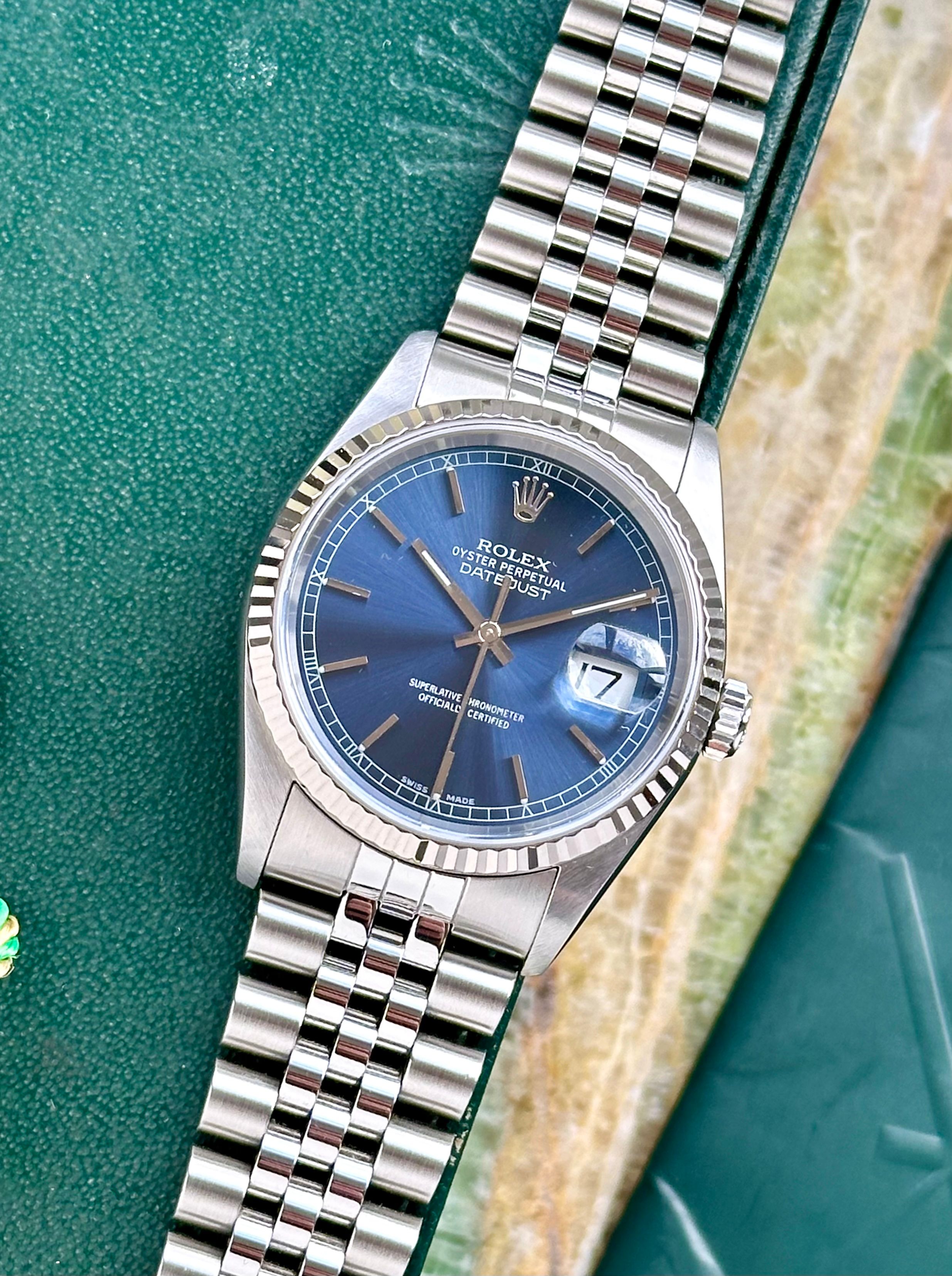 Rolex Datejust 16234 Blue 2004 with original box and papers