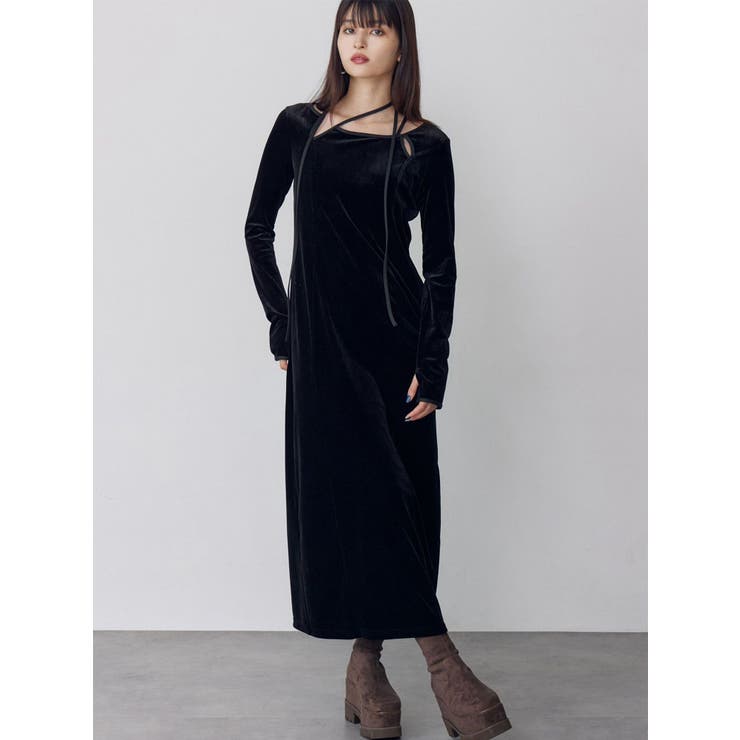 ストリングベロアワンピース[品番：MKSW0067729]｜MURUA（ムルーア）の