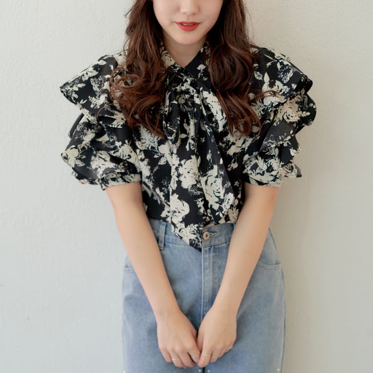 リバイバル】花柄ボウタイブラウス[品番：OLOW0012577]｜RMAF NICE
