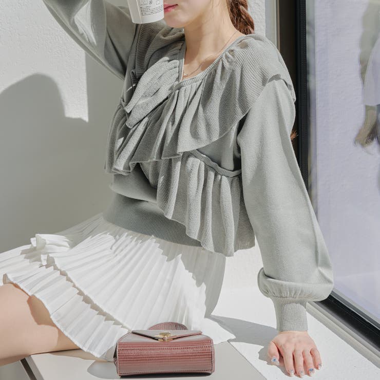 クロスフリルニットプルオーバー[品番：NCLW0015441]｜NICE CLAUP