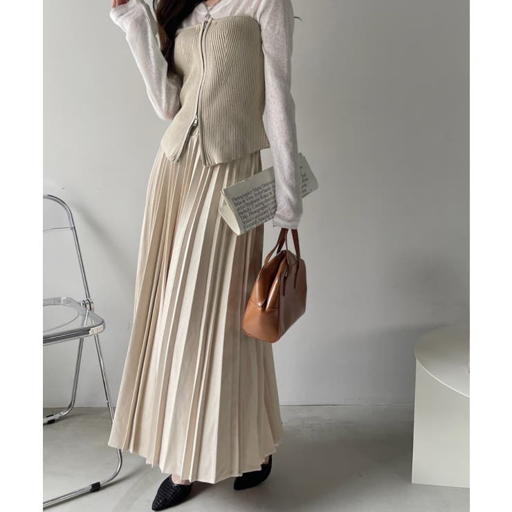 ポンチ スウェード プリーツスカート[品番：ORGW0009061]｜Ada