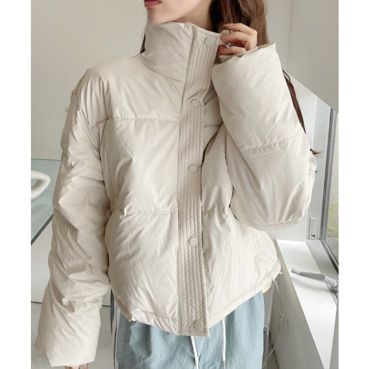 レザーライク 中綿 ショート ダウンジャケット[品番：ORGW0009221