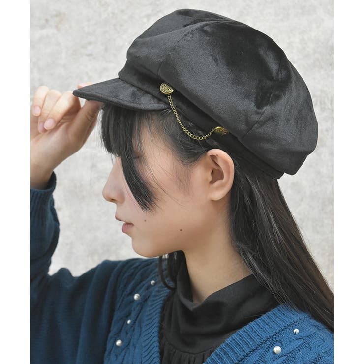 サイド釦ベロアキャスケット[品番：IGAW0005732]｜axes femme