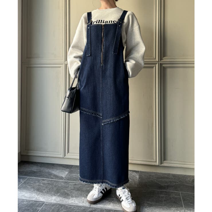 ハーフジップデニムジャンパースカート[品番：AMTW0011972]｜JUNOAH