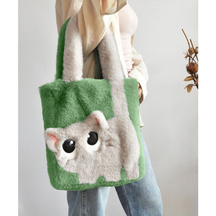 ファートートバッグ ふわふわ 猫柄鞄秋冬[品番：AGCW0006050