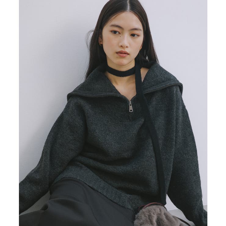 セーラーカラー ハーフジップ ニット[品番：AZ000004153]｜andme