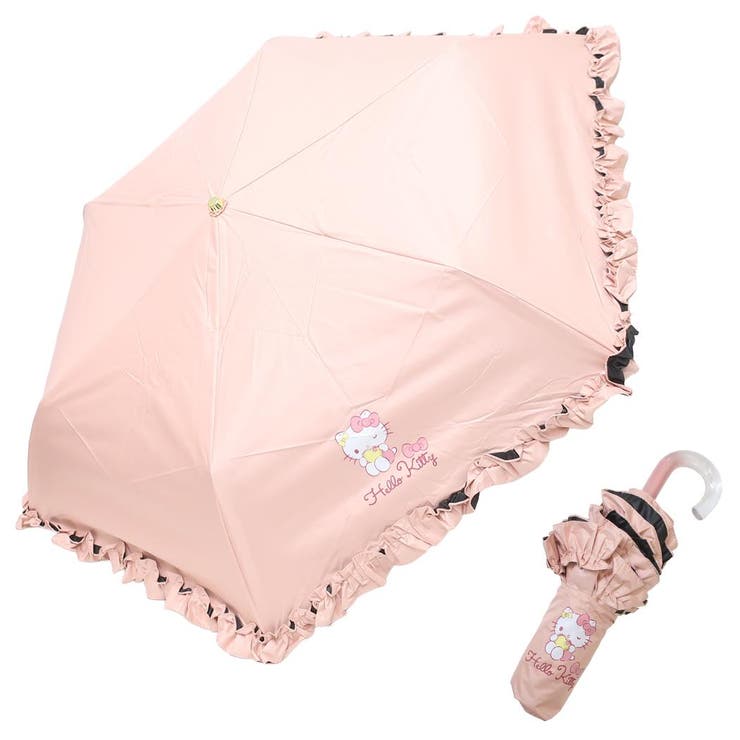 ハローキティ 折りたたみ傘 晴雨兼用折畳傘フリルタイプ[品番