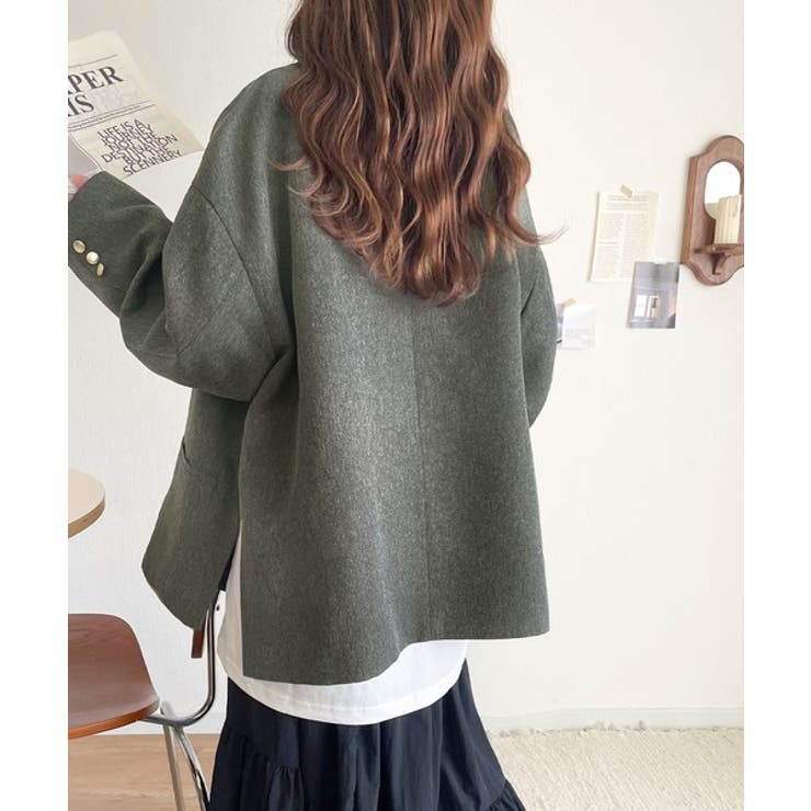 気軽に羽織れる大人のブレザー。サイドスリットオーバーサイズ ダブル