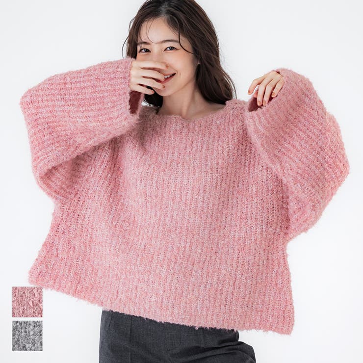 ブークレボードネックニットトップス[品番：PA000013394]｜coca（コカ