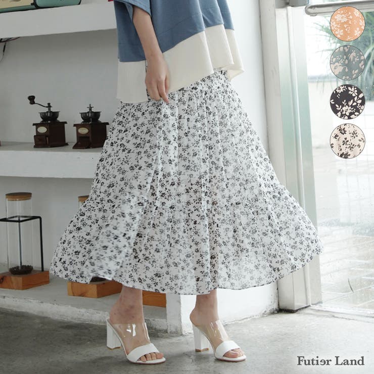 春新作】小花柄 花柄スカート ティアードスカート[品番：FI000005674