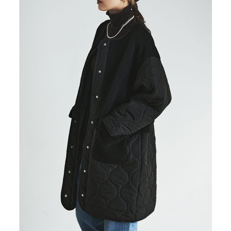 etoll エトル ノーカラーボア切替キルトコート[品番：FT000009057