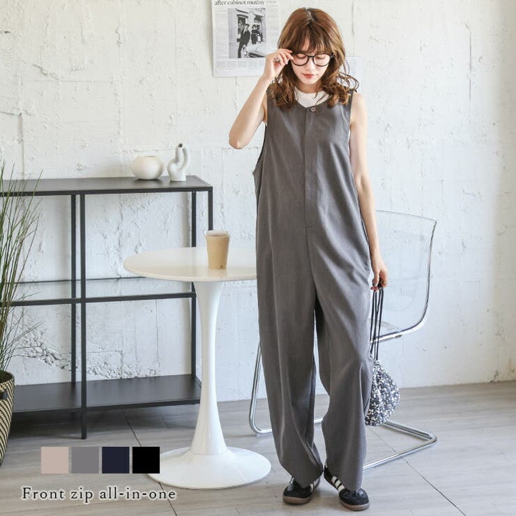 オールインワン サロペット フロントジップ[品番：LGMW0005427]｜La