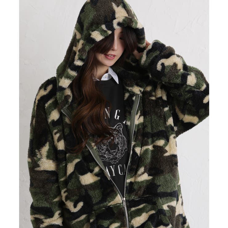 ボア素材 迷彩柄 ZIP-UP パーカー[品番：PPNW0005104]｜Pumpkin Port