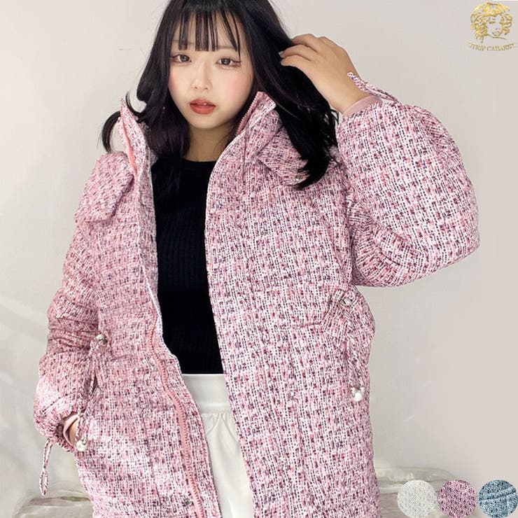 中綿コート 中綿ブルゾン ツイードコートアウター[品番：SPCW0002376