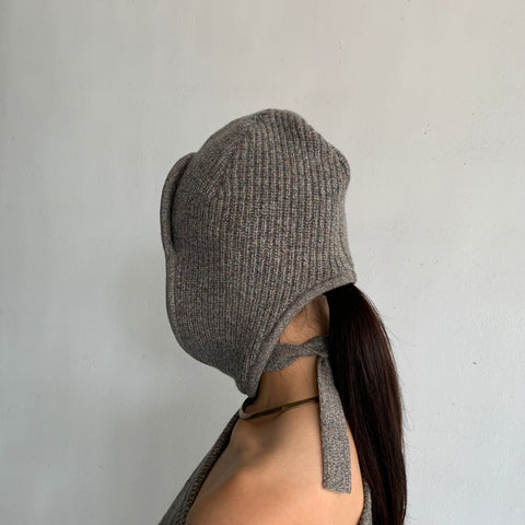FUMIE TANAKA】asymmetry rib VE / slit rib knit PA / ear cover knit