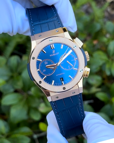 2021 Hublot Classic Fusion Chronograph 45MM Blue Dial Leather