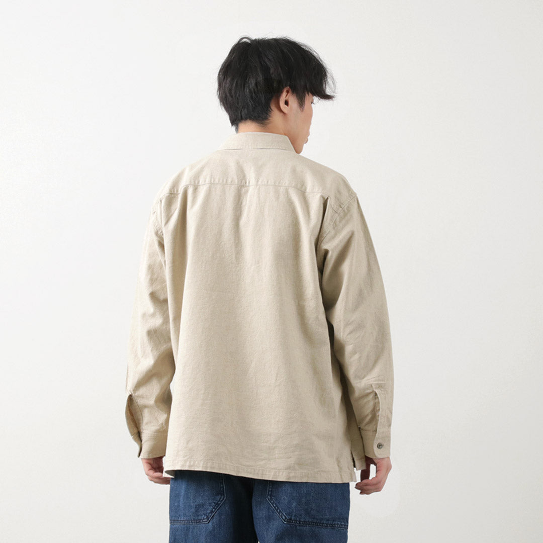 30％OFF】BARNS（バーンズ） コットンリネン スキッパー ボタン