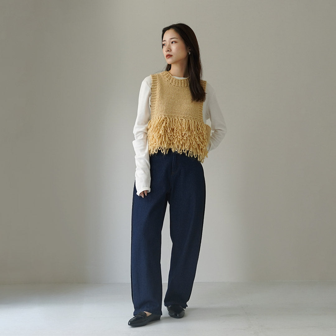 YENN（イェン） サイドプリーツ デニムパンツ / レディース ボトムス