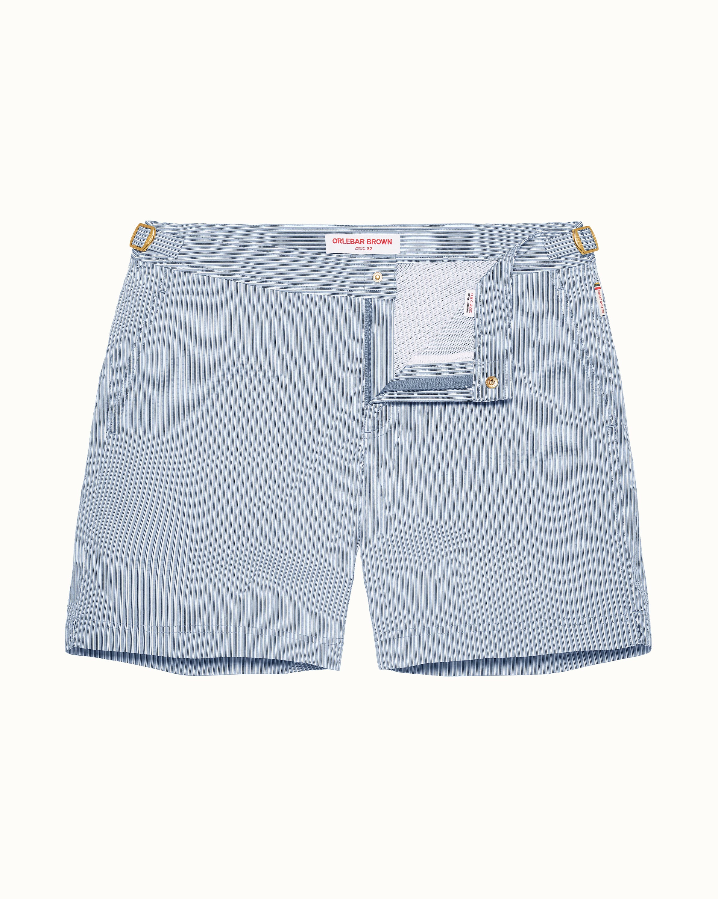 Navy/Cloud Fenella Jacquard Mid-Length Swim Shorts | Orlebar Brown