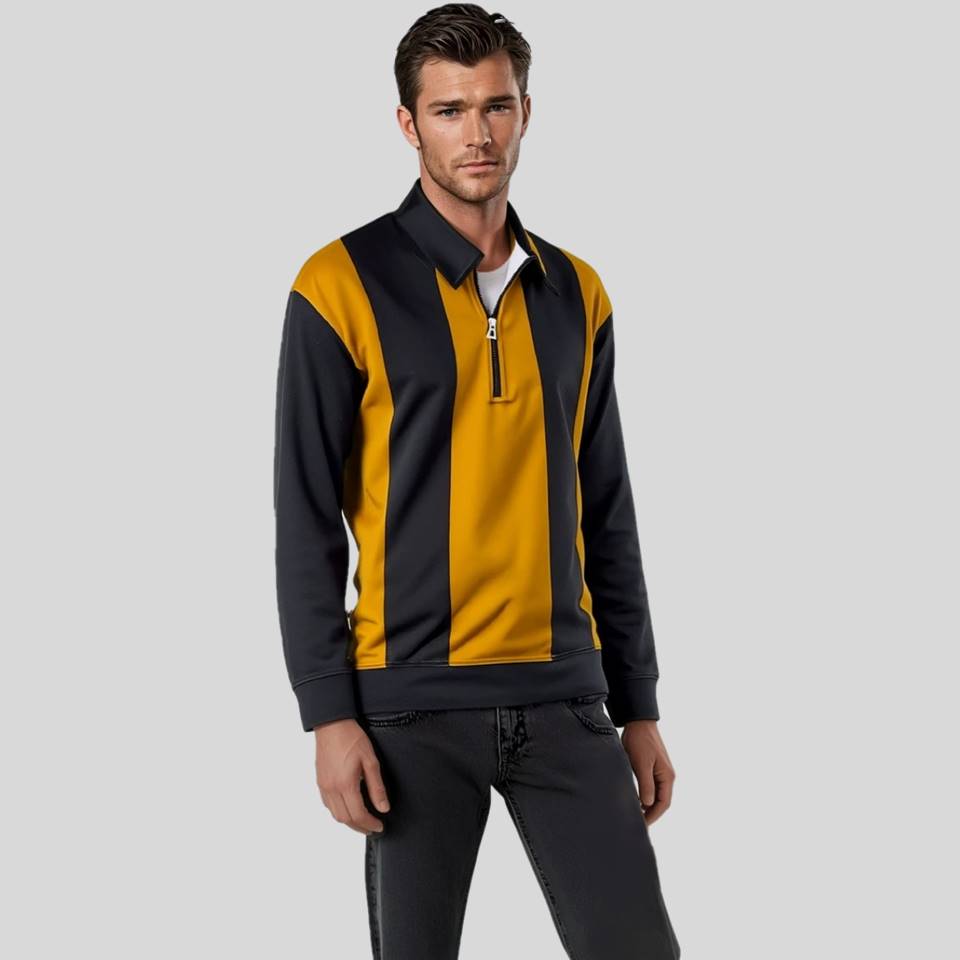 Full sleeve Collar Lycra Heather Cinnamon, White and Navy Blue