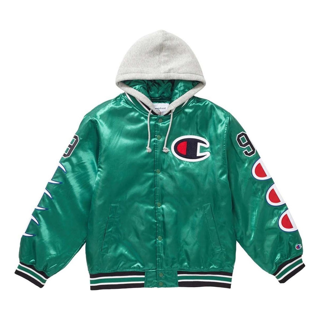 Supreme Champion Hooded Satin Varsity Jacket 'Kelly Green' SUP